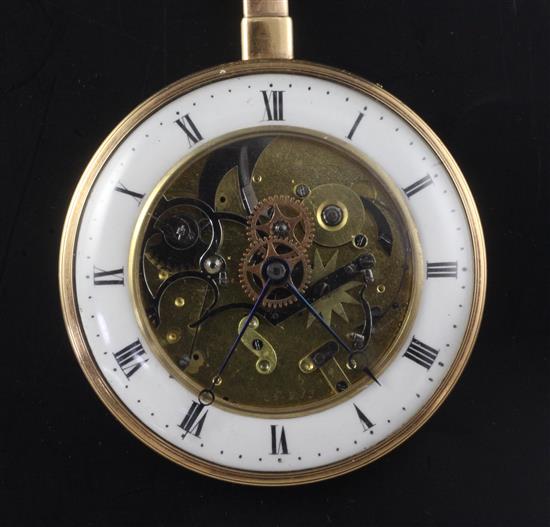 A 19th century Swiss gold quarter repeating keywind pocket watch,